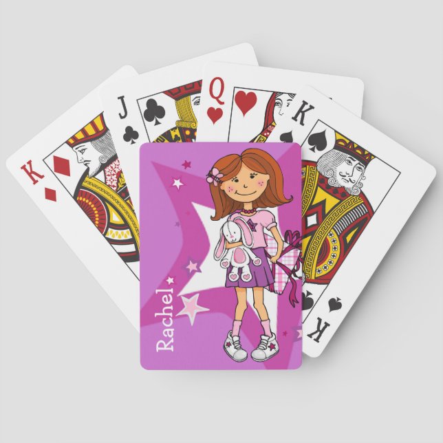Baraja De Cartas Bright pink girl named playing card set (Reverso)