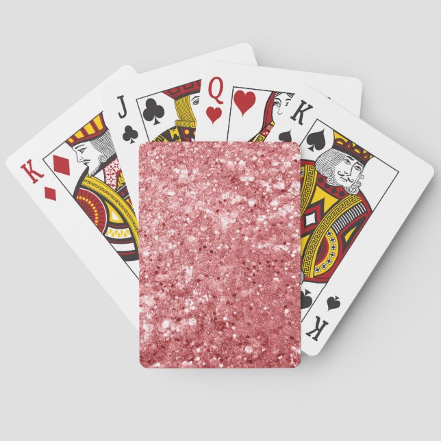 Baraja De Cartas Brillante Rosa Glitter Glamuroso (Reverso)