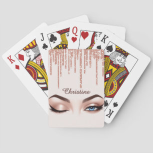 Baraja De Cartas Brillo de Rosa Dorado con Maquillaje de Ojos Femen