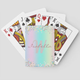Baraja De Cartas Brillo holográfico de unicornio