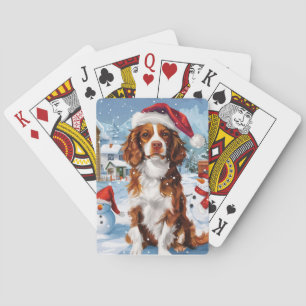 Baraja De Cartas Brittany Spaniel Dog Winter Wonderland Navidades