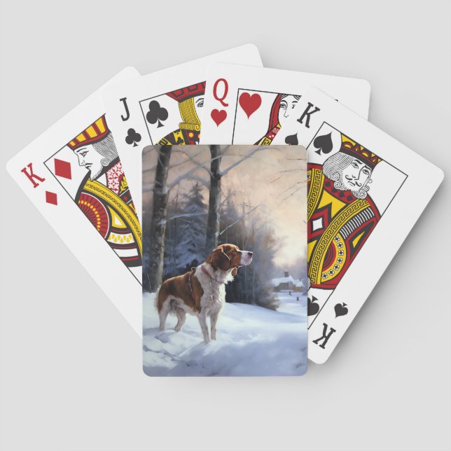 Baraja De Cartas Brittany Spaniel Let It Snow Navidades (Reverso)