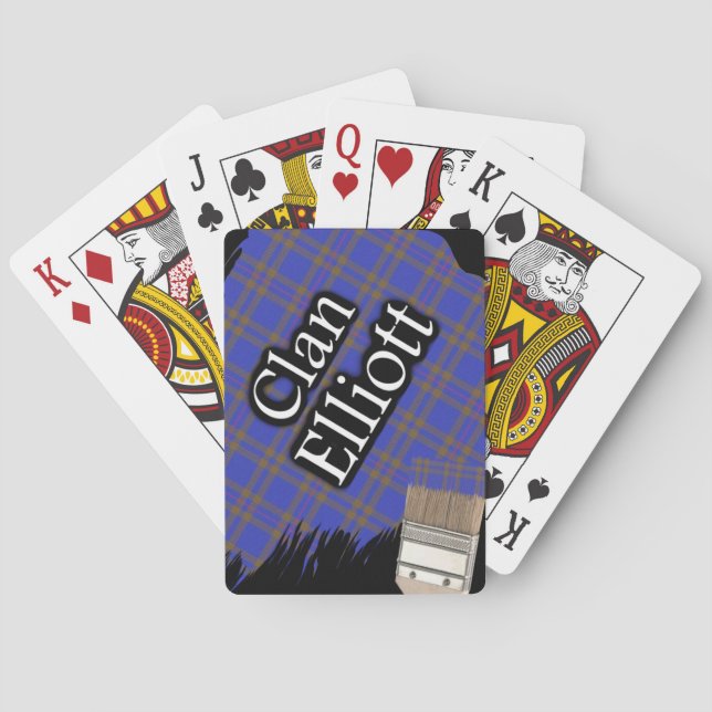 Baraja De Cartas Brocha escocesa del tartán de Elliott del clan (Reverso)