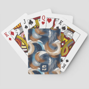 Baraja De Cartas Brochas de broche de malla en azul, blanco y marró