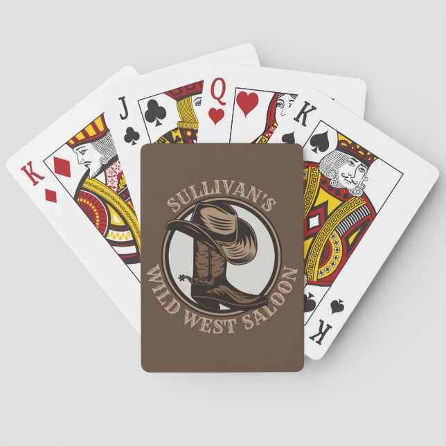 Baraja De Cartas Brotes de Cowboy West Saloon personalizados (Reverso)
