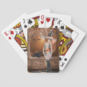 Baraja De Cartas Bruja con tarjetas de reproducción para gato negro