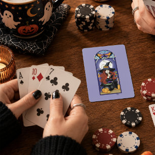 Baraja De Cartas Bruja de Otoño Art Nouveau Calabazas Luna Púrpura