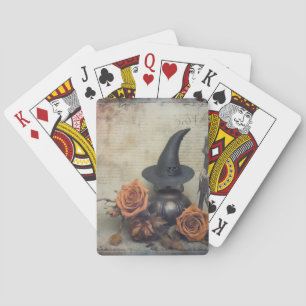 Baraja De Cartas Bruja de rosas y calabazas victorianas vintage