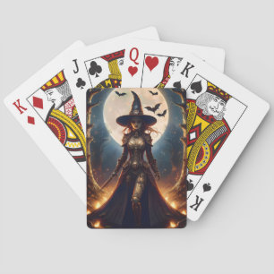 Baraja De Cartas Bruja del Bosque Steampunk de Halloween
