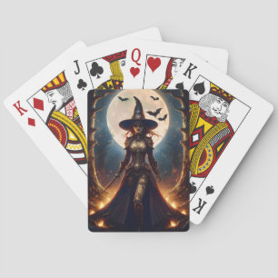 Baraja De Cartas Bruja del Bosque Steampunk de Halloween