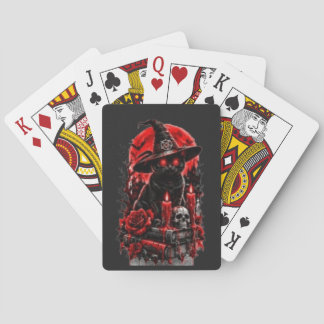 Baraja De Cartas Bruja Gótica Gato Negro Vela Calavera Halloween De