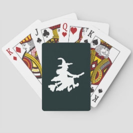 Baraja De Cartas Bruja Voladora Blanca sobre Negro