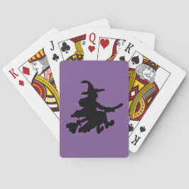 Baraja De Cartas Bruja Voladora Negra sobre Morado