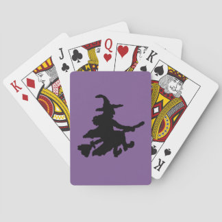 Baraja De Cartas Bruja Voladora Negra sobre Morado