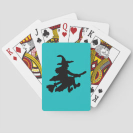 Baraja De Cartas Bruja Voladora Negra sobre Turquesa