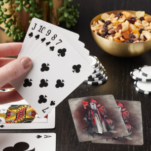 Baraja De Cartas Brujería   Bruja roja con sombras góticas de mal o