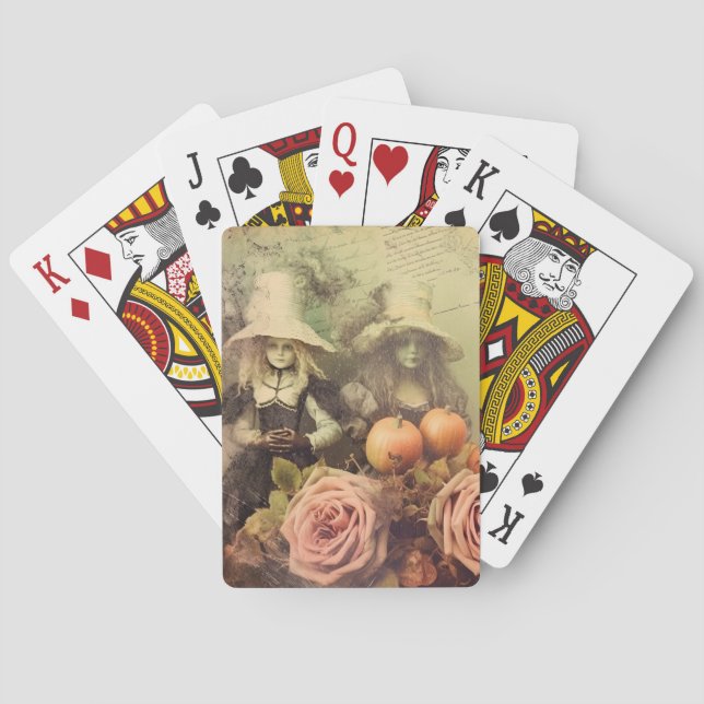 Baraja De Cartas Brujería de Halloween vintage (1) (Reverso)