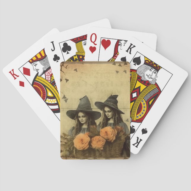 Baraja De Cartas Brujería de Halloween vintage (11) (Reverso)