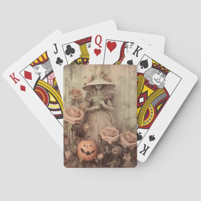 Baraja De Cartas Brujería de Halloween vintage (9) (Reverso)