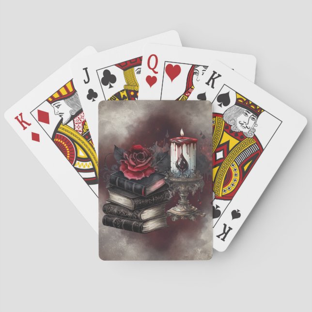 Baraja De Cartas Brujería | Tomos de libro de hélice y velas de crá (Reverso)