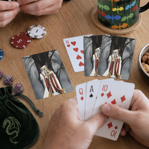 Baraja De Cartas Brujo Blanco Místico Cuervo Árbol de Roble Fantasí