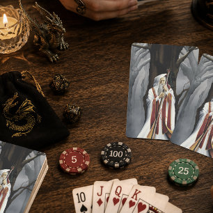 Baraja De Cartas Brujo Blanco Místico Cuervo Árbol de Roble Fantasí