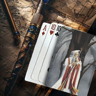 Baraja De Cartas Brujo Blanco Místico Cuervo Árbol de Roble Fantasí
