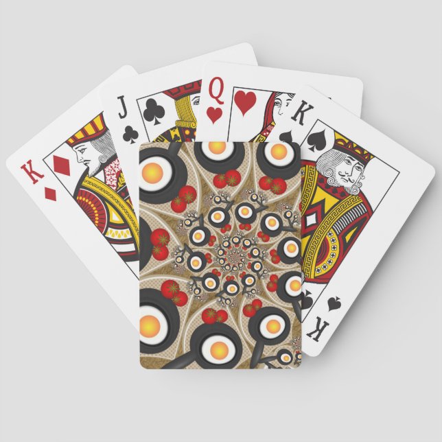Baraja De Cartas Brunch Fractal Art Comida divertida, Tomates, Huev (Reverso)