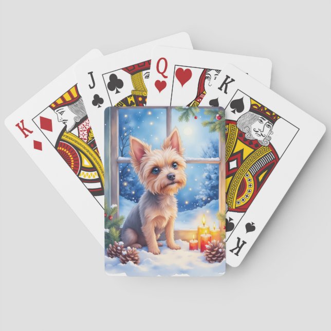 Baraja De Cartas Brussels Griffon Frosted Window Christmas Art (Reverso)