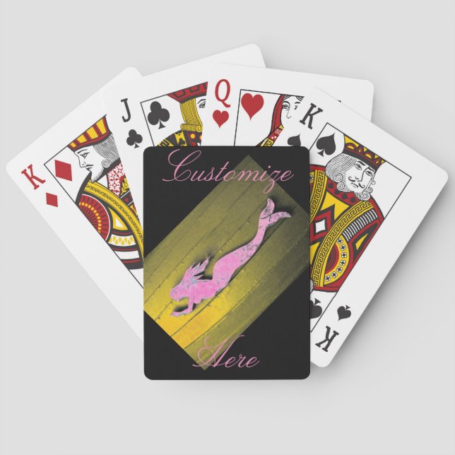 Baraja De Cartas buceo con sirena rosa (Reverso)