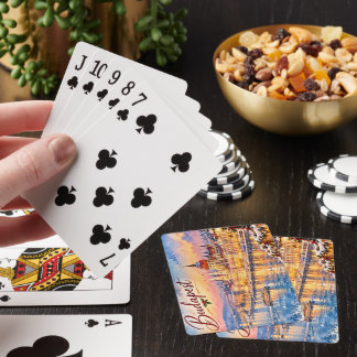 Baraja De Cartas Budapest Hungría Danubio Parlamento Navidad