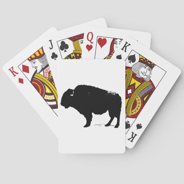 Baraja De Cartas Búfalo de arte pop negro y blanco (Reverso)
