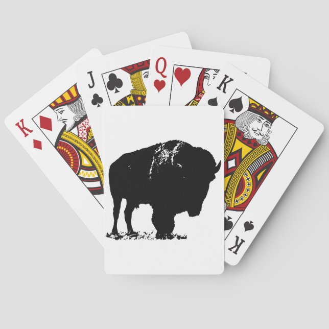 Baraja De Cartas Búfalo de Bison Black & White Pop Art (Reverso)