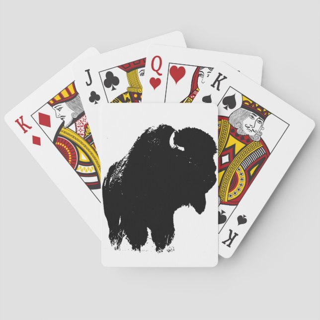 Baraja De Cartas Búfalo de Bison Black & White Pop Art (Reverso)