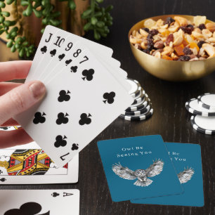 Baraja De Cartas Búho Blanco Azul