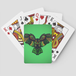 Baraja De Cartas Búho Esmeralda Majestuoso