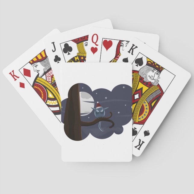Baraja De Cartas búho navidad temible (Reverso)