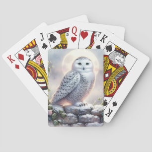 Baraja De Cartas Búho Nival en Jardín Invernal Iluminado por la Lun
