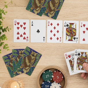 Baraja De Cartas Búho Ornate Verde Hojas de Bosque Naturaleza Decor