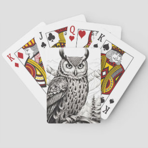 Baraja De Cartas Búho Tranquilo Estilo de dibujo de la pintura de l