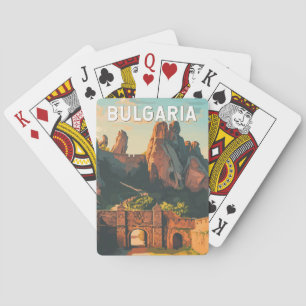 Baraja De Cartas Bulgaria Ilustracion Viaje Arte Vintage