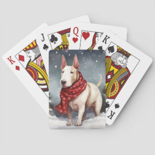 Baraja De Cartas Bull Terrier Perro en Navidad Nieve 