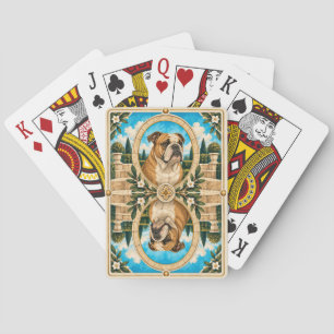 Baraja De Cartas Bulldog, arte de perro con acuarela vintage en car