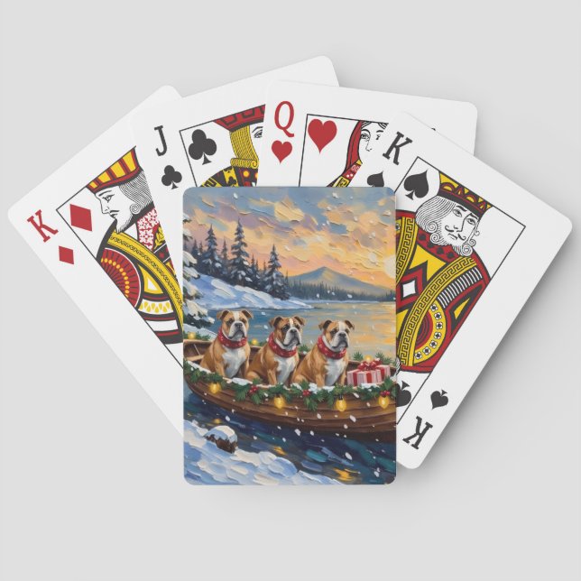 Baraja De Cartas Bulldog Christmas Boat Holiday (Reverso)