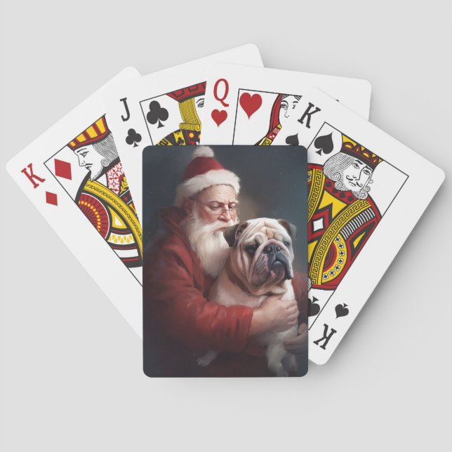 Baraja De Cartas Bulldog Con Navidades Festividades De Santa Claus (Reverso)