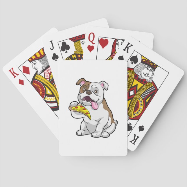 Baraja De Cartas Bulldog con pedazo de pizza (Reverso)