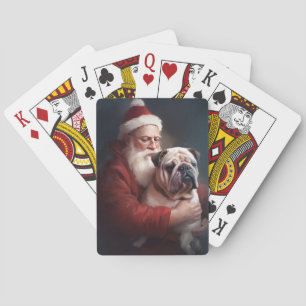 Baraja De Cartas Bulldog con Santa Claus Festivo de Navidad