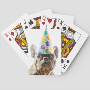Baraja De Cartas Bulldog francés con Fiesta Gorra