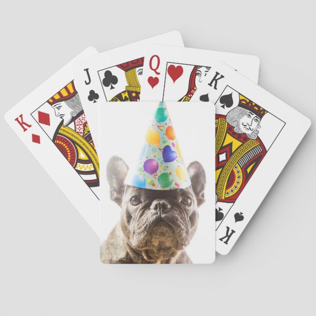 Baraja De Cartas Bulldog francés con Fiesta Gorra (Reverso)