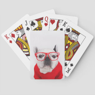 Baraja De Cartas Bulldog francés con gafas y camisetas